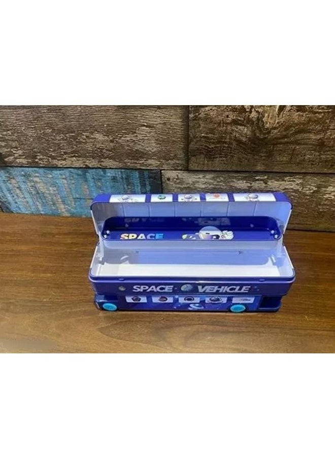 FAMOUS QUALITY Double Decker London Bus Matal Pencil Box With Moving Tyres And Sharpner For Kids - Space