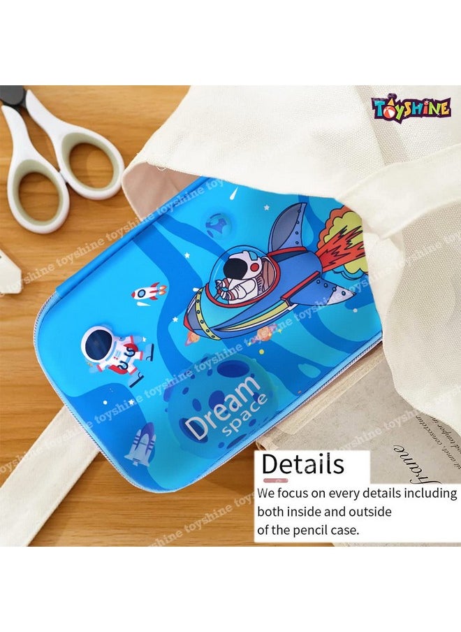 Toyshine Ethylene Vinyl Acetate (Eva) Space Theme Hardtop Pencil Case With Compartments, Kids Large Capacity School Supply Organizer Students Stationery Box, Girls Pen Pouch (Blue M2)