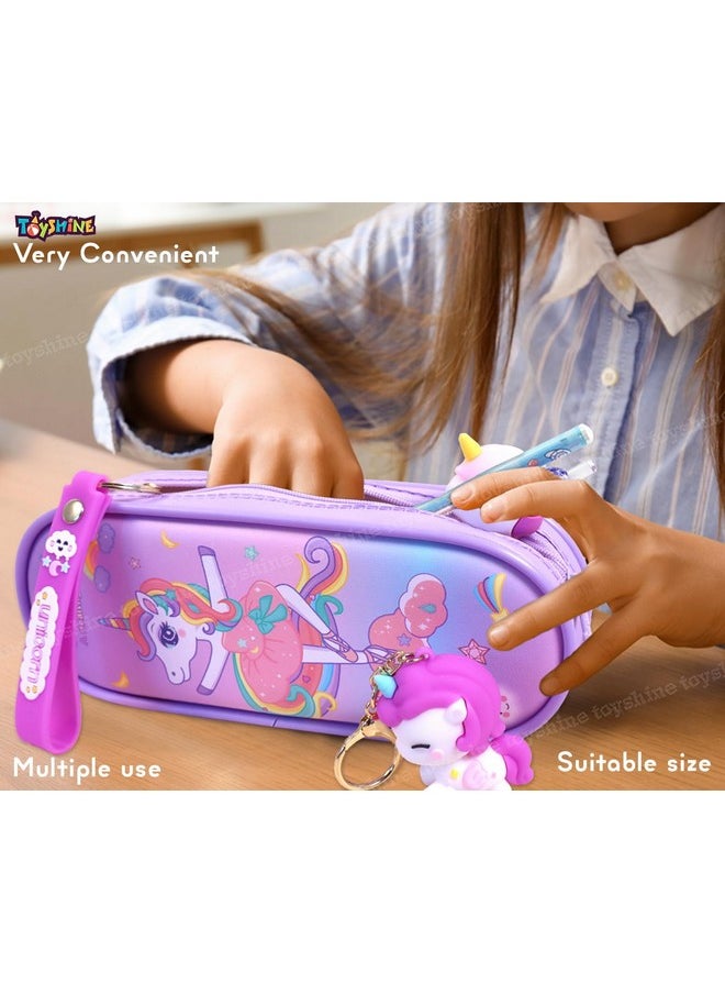 Toyshine 3 Pc Unicorn Theme Kawaii Stationary Set for Kids-Girls Aesthetic Stationery Items for School & College Students - Model A