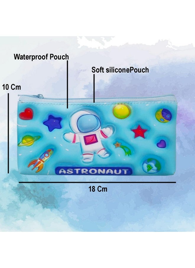 PARTEET Combo Space Printed Pencil Case Pouch and Space Printed A4 Size Exam Board for Students, Teachers, Women and Kids_Stationery Pencil Pouch for Kids Zipper Closer Pouch for Kids(Assorted)