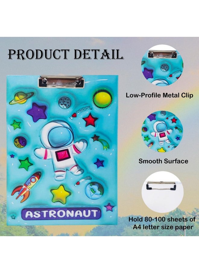 PARTEET Combo Space Printed Pencil Case Pouch and Space Printed A4 Size Exam Board for Students, Teachers, Women and Kids_Stationery Pencil Pouch for Kids Zipper Closer Pouch for Kids(Assorted)