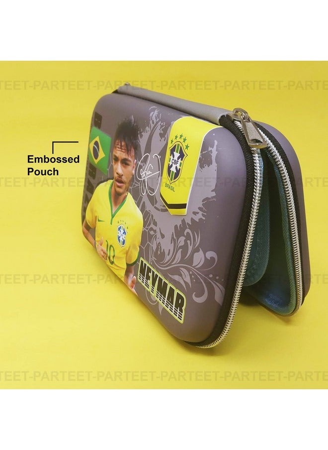 PARTEET Pvc Pencil Pouch For Boys Football Pencil Pouch For Kids Stationery Organizer Hard Relaxed Fit Top Eva Big Pencil Case Pen Holder Zipper Pouch Kids Boys Multipurpose (Pack Of 1),Multicolor