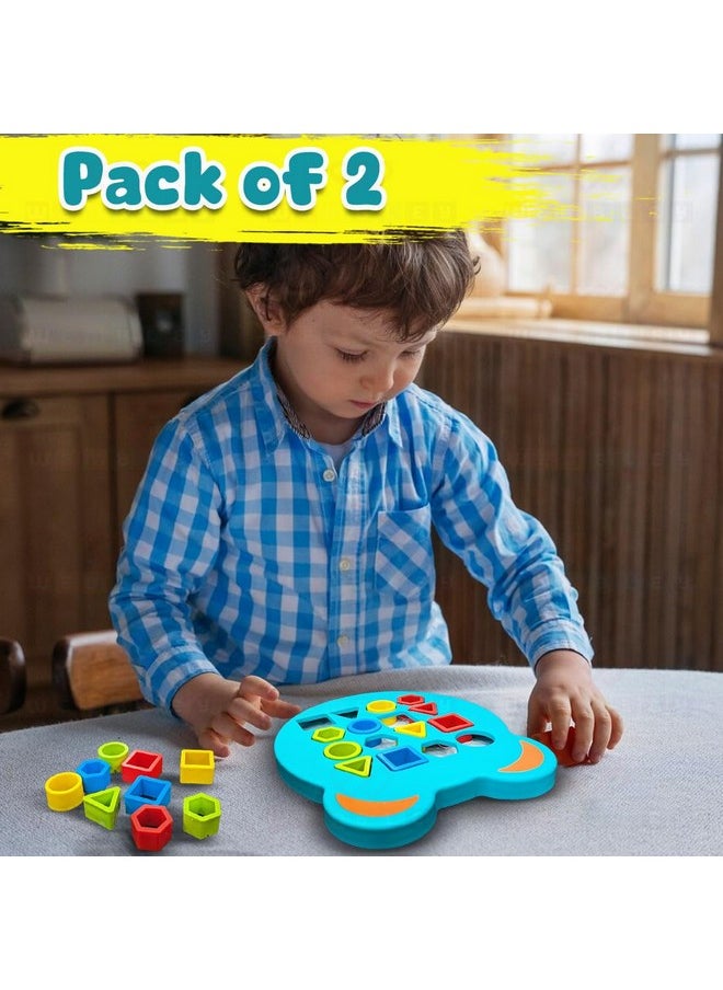 Wembley Shape Sorter Matching Board Game Color Sensory Educational Geometric Puzzles Learning Toy for Kids with 12 Cards 24 Patterns - Pack of 2