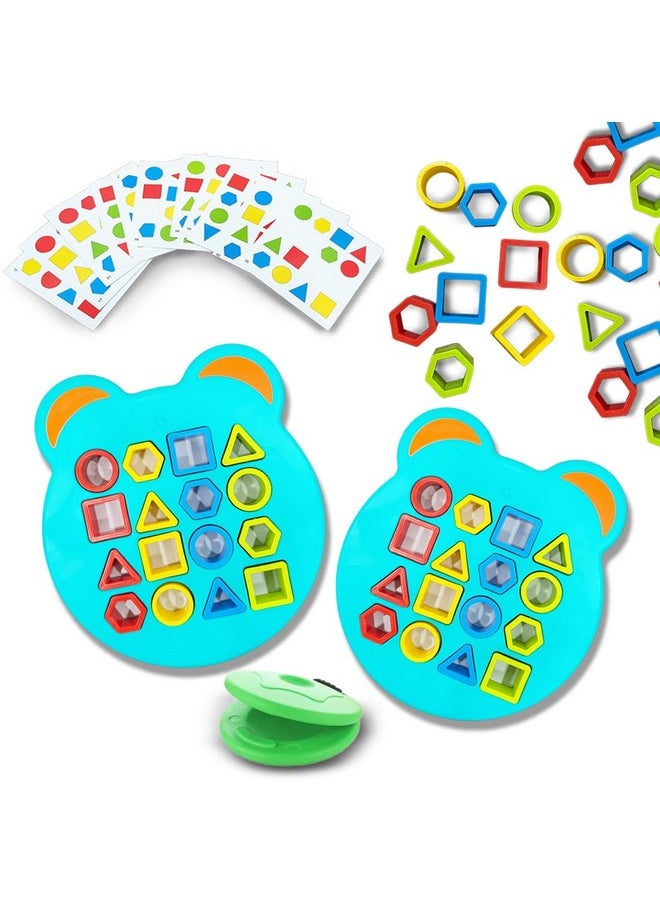 Wembley Shape Sorter Matching Board Game Color Sensory Educational Geometric Puzzles Learning Toy for Kids with 12 Cards 24 Patterns - Pack of 2
