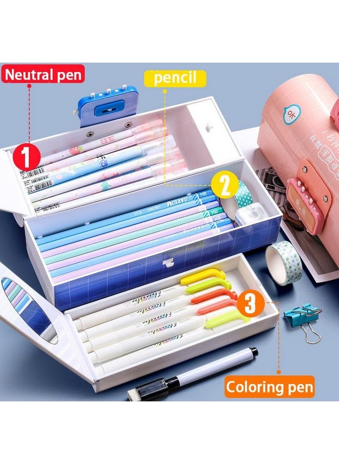 SAJANI Multi-Functional Pencil Box with Double Password Lock, Stationary Organizer Case, Suitcase Style Pencil Case for Boys & Girls (Pack of 1) (Unicorn)