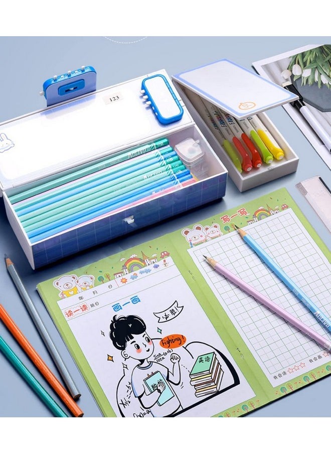 SAJANI Multi-Functional Pencil Box with Double Password Lock, Stationary Organizer Case, Suitcase Style Pencil Case for Boys & Girls (Pack of 1) (Pink-Beauty)