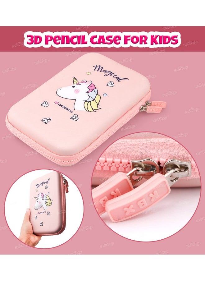 Zest 4 Toyz Unicorn Pencil Case for Kids|Hard Shell EVA Waterproof Pencil Box with Double Zipper and Large Capacity|Pencil Pouch for Girls- Pink