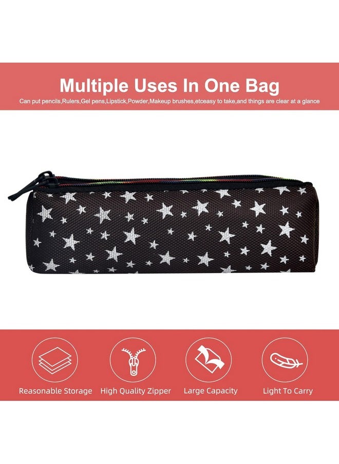 Kuber Industries Pencil Pouch | Rexine Stationary Pouch |Pencil Utility Pouch | School Pencil Case for Kids |Pen-Pencil Box for Kids | 2 Zipper Pencil Organizer | Star Pencil Pouch | Pack of 2 | Multi