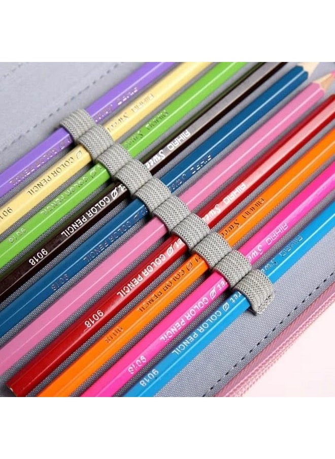 Happy Kids 32 Slots 2 Layers Artist Pencil Pouch Nature Art Canvas Pencil Box (Pink)