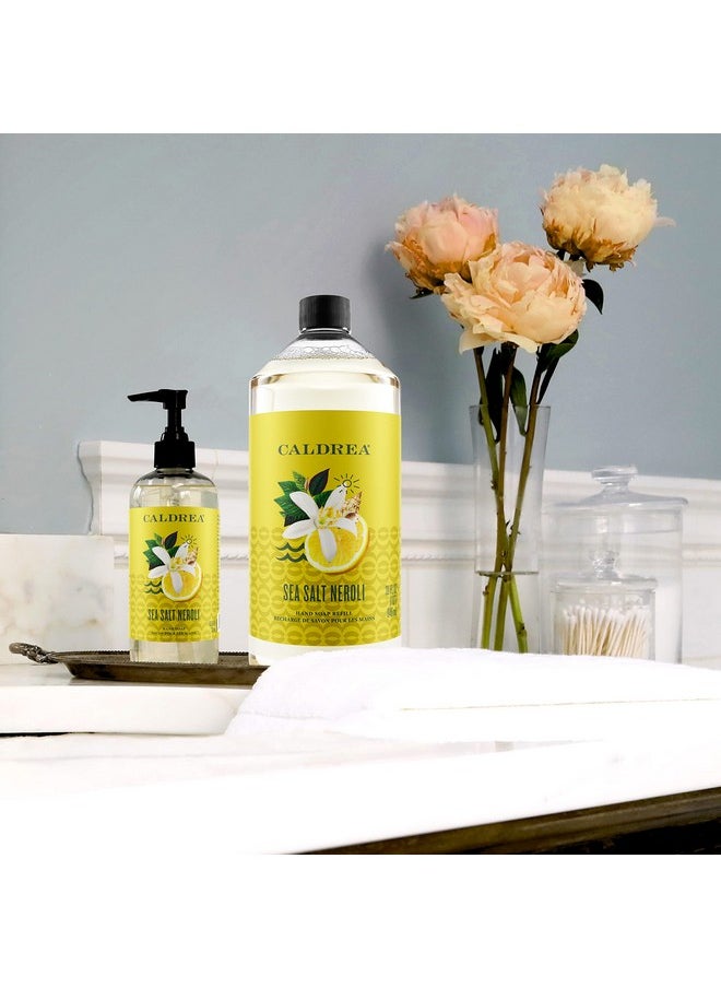 Caldrea Hand Soap Refill, Aloe Vera Gel, Olive Oil and Essential Oils to Cleanse and Condition, Sea Salt Neroli Scent, 32 oz