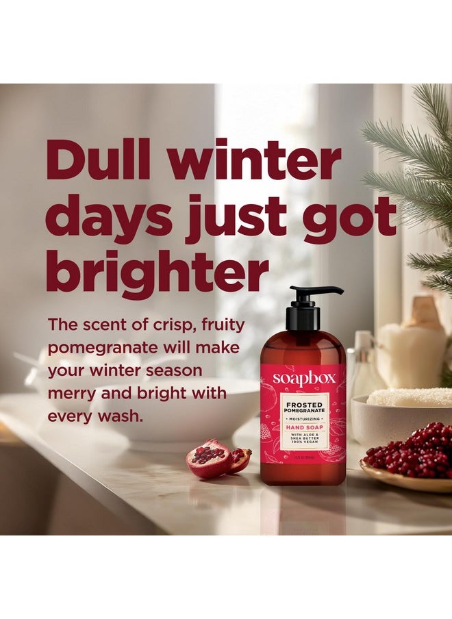 Soapbox Winter Hand Soaps, Spiced Vanilla & Frosted Pomegranate Liquid Hand Soap, Moisturizing Hand Soap Wash, Shea Butter & Aloe, Pack of 4, 12oz