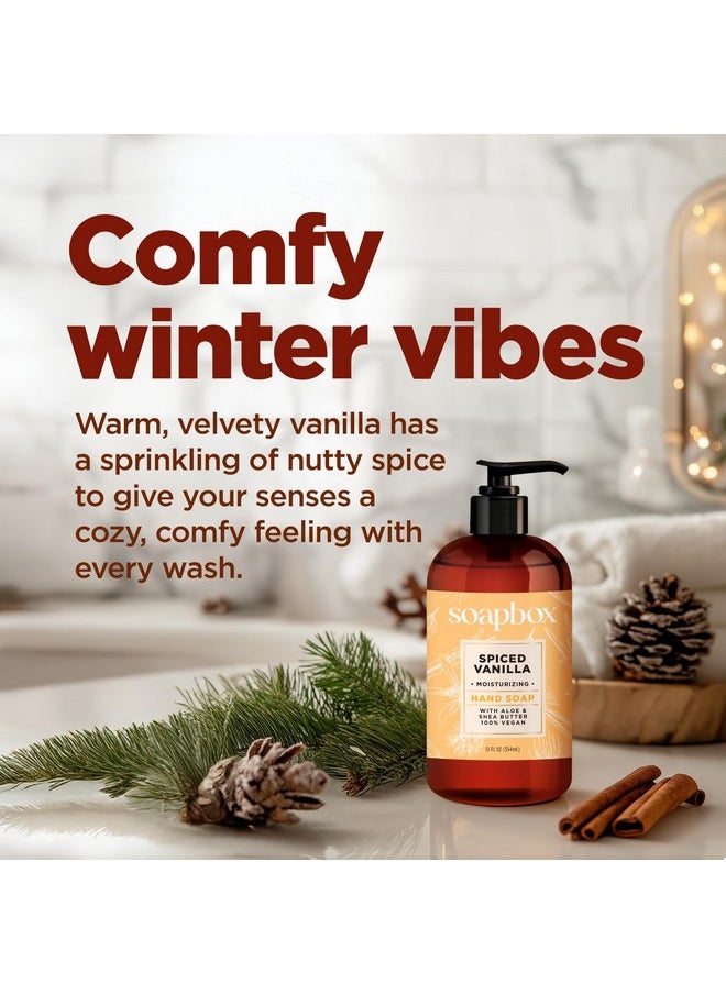 Soapbox Winter Hand Soaps, Spiced Vanilla & Frosted Pomegranate Liquid Hand Soap, Moisturizing Hand Soap Wash, Shea Butter & Aloe, Pack of 4, 12oz