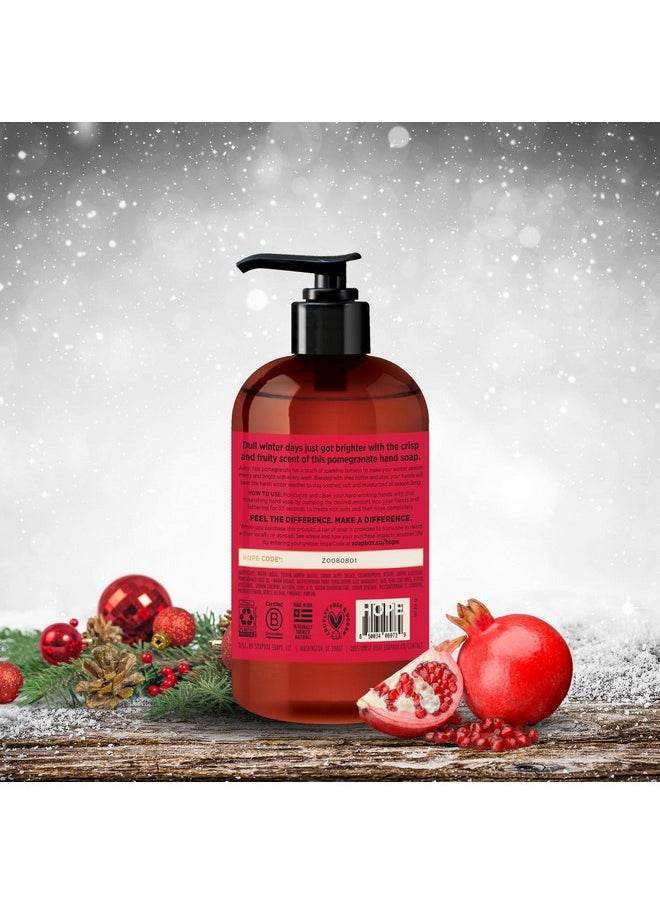 Soapbox Winter Hand Soaps, Spiced Vanilla & Frosted Pomegranate Liquid Hand Soap, Moisturizing Hand Soap Wash, Shea Butter & Aloe, Pack of 4, 12oz