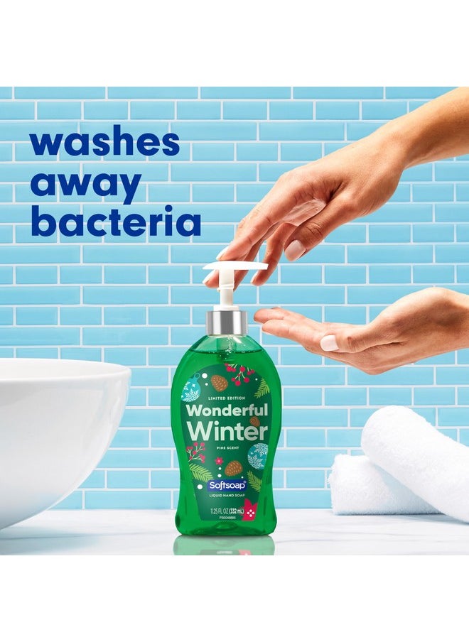 Softsoap Limited Edition Liquid Holiday Hand Soap and Moisturizing Body Wash Bundle, Including Peppermint and Pine Liquid Hand Soaps, Vanilla and Peppermint Body Washes, 4 Piece Gift Set