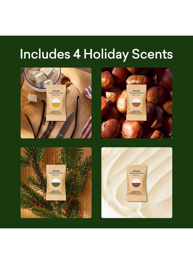 BLUELAND Foaming Hand Soap Tablet Refills - 4 Pack, Holiday Scents | Eco Friendly Products & Cleaning Supplies | Makes 5 x 9 Fl oz bottles (45 Fl oz total)