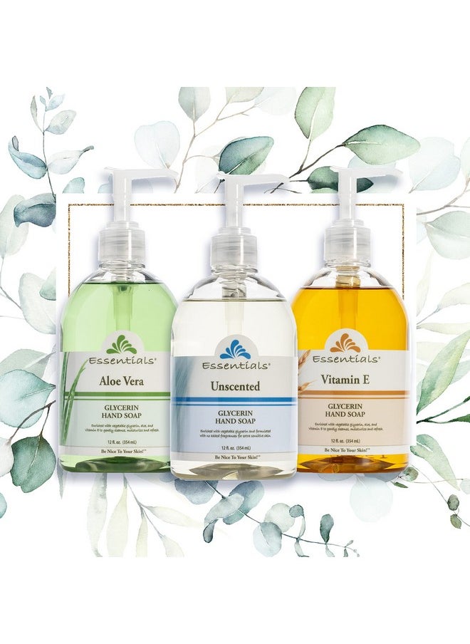 Essentials by Clearly Natural Glycerin Liquid Hand Soap, Unscented, 12-Fluid Ounce, Pack of 3