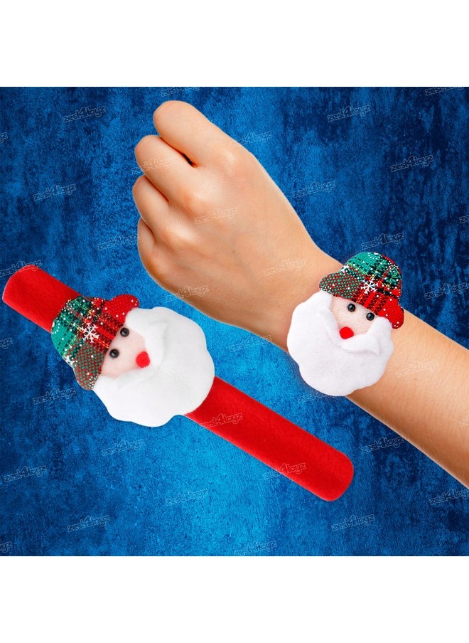 Zest 4 Toyz Christmas Accessories for Kids (Pack of 4) 1 Velvet Cap,1 Beard,1 Goggle Frame & 1 Slap Wristband Bracelet Christmas Holiday Party Supplies
