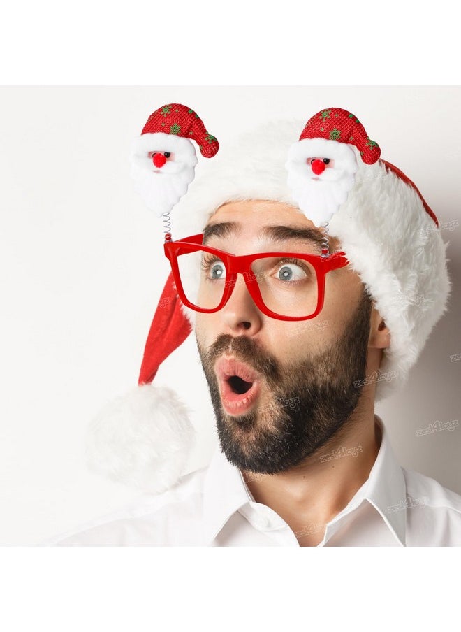 Zest 4 Toyz Christmas Accessories for Kids (Pack of 4) 1 Velvet Cap,1 Beard,1 Goggle Frame & 1 Slap Wristband Bracelet Christmas Holiday Party Supplies