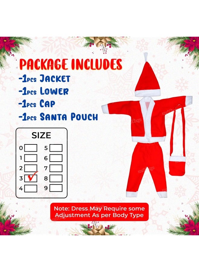 Zest 4 Toyz Santa Claus Dress Costume for Baby Boys Girls Kids (Age 3 to 4 Year) For Christmas/New Year