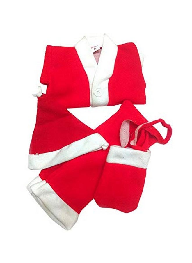 Toyshine Velvet Santa Claus Costume Christmas Dress For Kids Size 5 (8-12Years), Multicolor