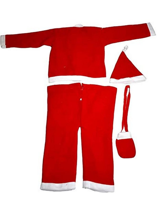 Toyshine Velvet Santa Claus Costume Christmas Dress For Kids Size 5 (8-12Years), Multicolor