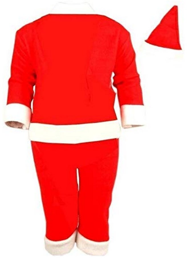 Toyshine Velvet Santa Claus Costume Christmas Dress For Kids Size 5 (8-12Years), Multicolor