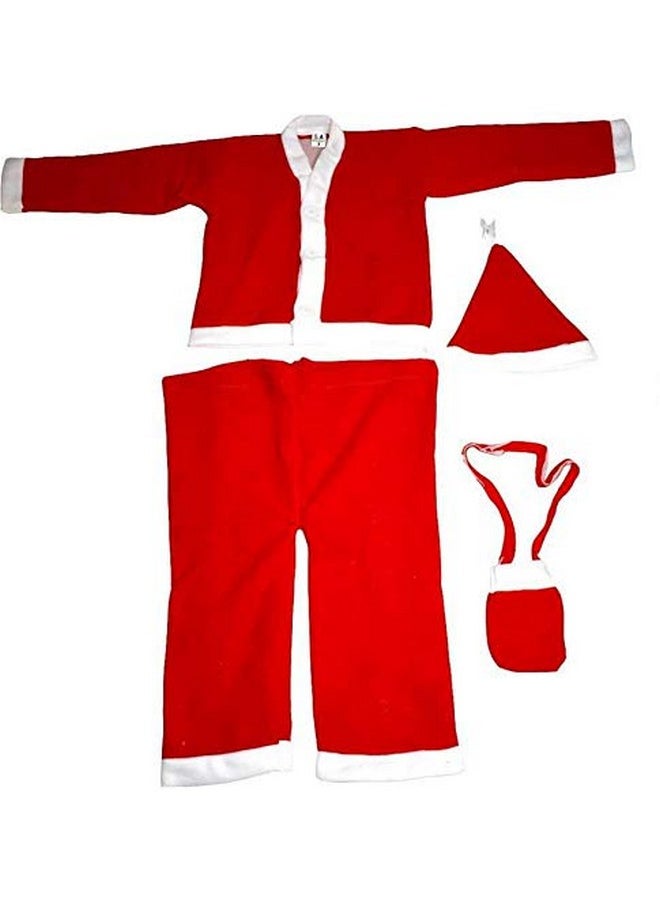 Toyshine Velvet Santa Claus Costume Christmas Dress For Kids Size 5 (8-12Years), Multicolor