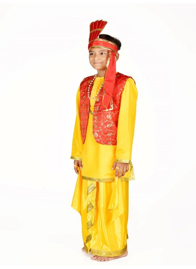 BookMyCostume Punjabi Bhangra Baisakhi Folk Dance Costume for Boys and Men | Yellow & Red 5-6 years