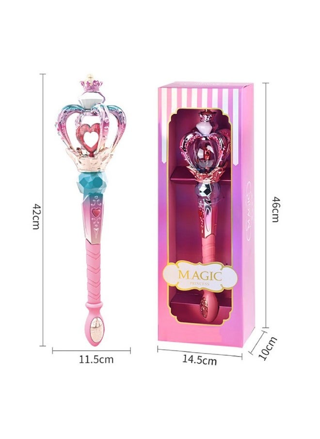 IndusBay® Big 16 Inches Wand Toy for Girls Magical Light Sound Spinning Magical Heart Wand with Flashing Light Toy for Girls Fairy Wand, Birthday Gifts for Girls, Blue