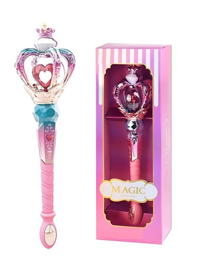 IndusBay® Big 16 Inches Wand Toy for Girls Magical Light Sound Spinning Magical Heart Wand with Flashing Light Toy for Girls Fairy Wand, Birthday Gifts for Girls, Blue