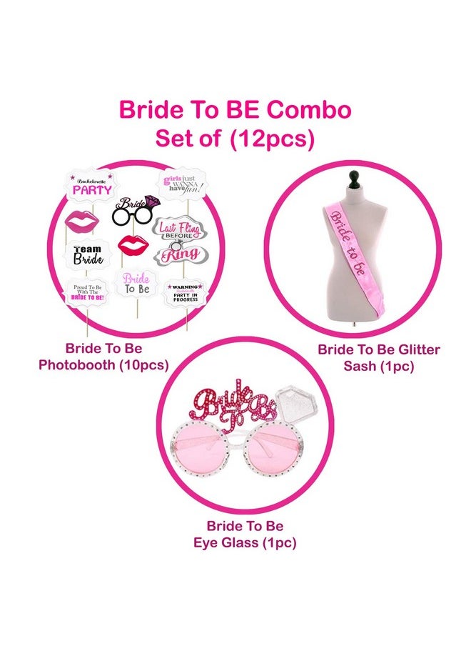 Party Propz Bride To Be Decoration Set Combo - 12 Pcs Bachelorette Party Decorations Supplies | Bride To Be Props | Bride To Be Props for Bachelorette Party | Bride To Be Sash Bachelorette Party Props