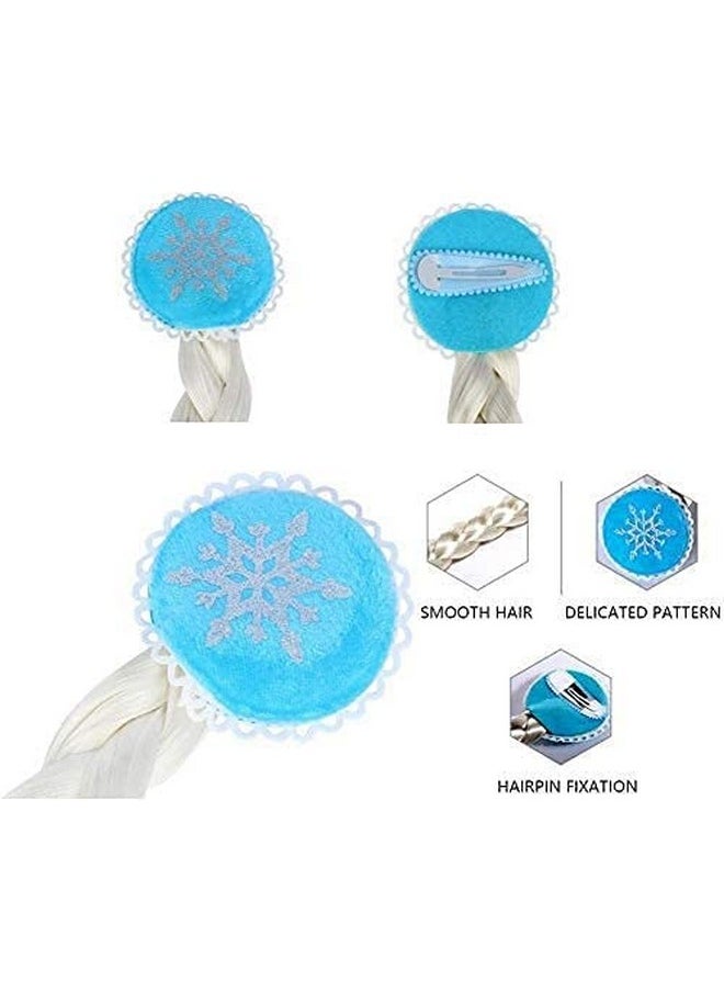 Kaku Fancy Dresses Plastic Fairy Tales Character Princes Elsa Accessories Crown, Wig & Wand -White-Silver, 3-10 Years, For Girls