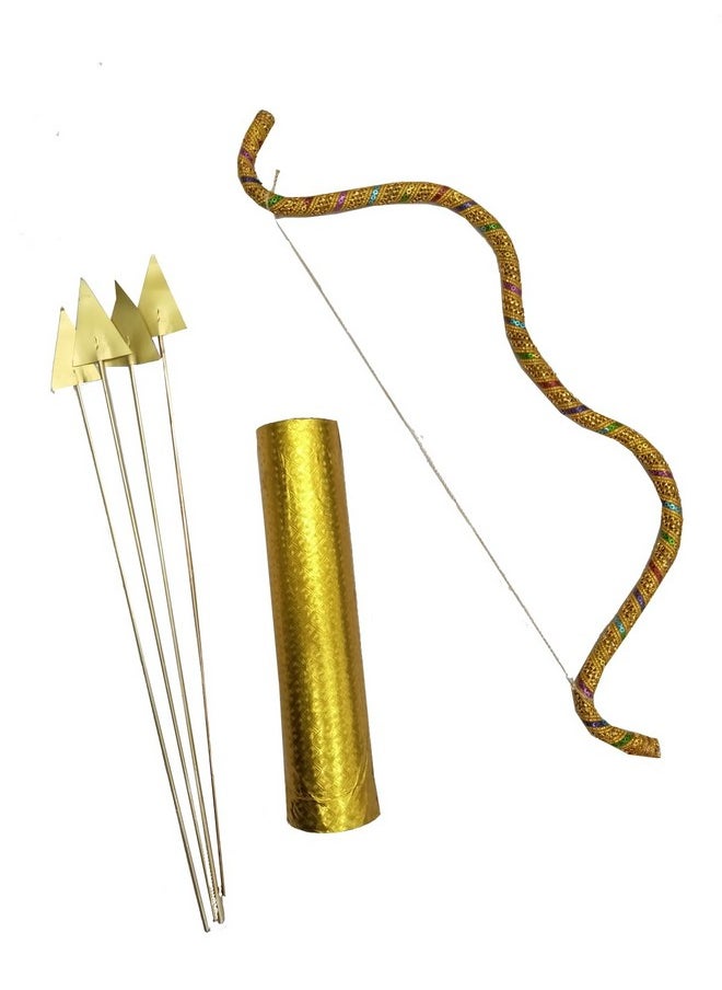 BookMyCostume Bow and Arrow Indian Teer Kaman Ramleela Accessory for Kids and Adults Fancy Dress Costume 7-12 Years Multicolor