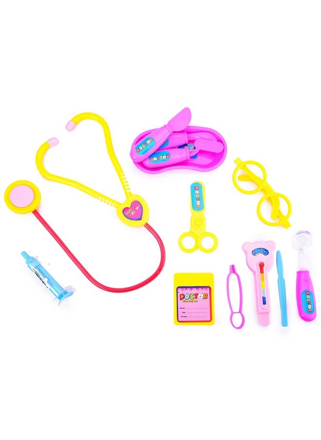 Webby Doctor Play Set with Foldable Suitcase, Compact Medical Accessories Pretend Play | Game Toy Kit for 3 + Year Kids, Boys and Girls (Pink)