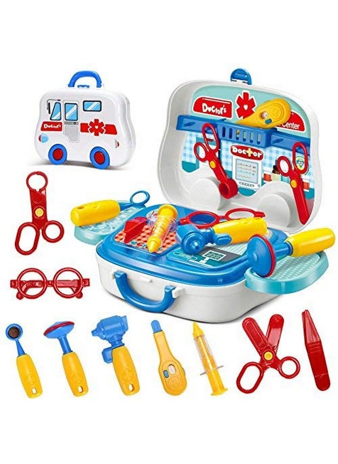 Magicwand® Pretend Play Carry Along Doctor Play Set for Kids 【No Stethoscope】【14 Pcs & 7 Stickers】【Made in India】