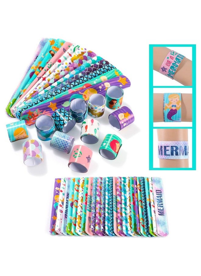 Party Propz Mermaid Return Gifts for Kids - 12 Pcs Mermaid Slap Bracelet for Kids | Best Birthday Return Gifts for Kids | Wrist Band for Kids | Slap Bands for Kids Return Gift | Scale Band for Kids