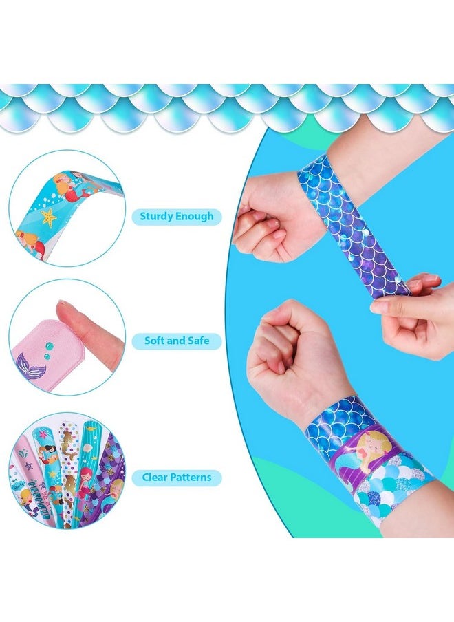 Party Propz Mermaid Return Gifts for Kids - 12 Pcs Mermaid Slap Bracelet for Kids | Best Birthday Return Gifts for Kids | Wrist Band for Kids | Slap Bands for Kids Return Gift | Scale Band for Kids
