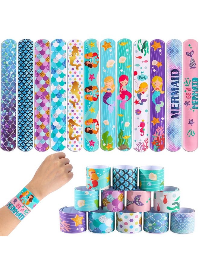 Party Propz Mermaid Return Gifts for Kids - 12 Pcs Mermaid Slap Bracelet for Kids | Best Birthday Return Gifts for Kids | Wrist Band for Kids | Slap Bands for Kids Return Gift | Scale Band for Kids