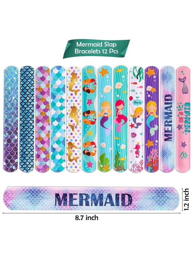 Party Propz Mermaid Return Gifts for Kids - 12 Pcs Mermaid Slap Bracelet for Kids | Best Birthday Return Gifts for Kids | Wrist Band for Kids | Slap Bands for Kids Return Gift | Scale Band for Kids