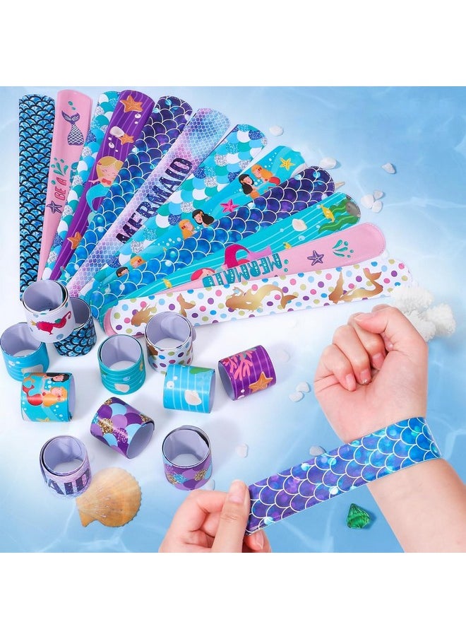 Party Propz Mermaid Return Gifts for Kids - 12 Pcs Mermaid Slap Bracelet for Kids | Best Birthday Return Gifts for Kids | Wrist Band for Kids | Slap Bands for Kids Return Gift | Scale Band for Kids