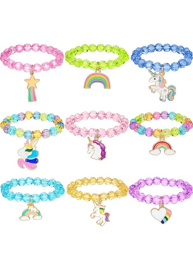 PALAY® 9 Pieces Unicorn Bracelet For Kids Crystal Bracelet for Unicorn Birthday Supplies Bracelet for kids jewellery for girls (multi1)