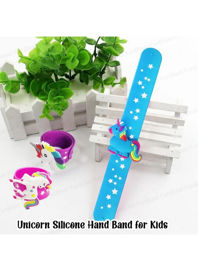 FunBlast Unicorn Wrist Band - Pack of 4 Pcs, Silicone Wristbands for Kids, Slap Bracelets for Boys and Girls, Snap Bracelet Bands for Party Theme, Party Favor Gifts for Kids (Multicolor)