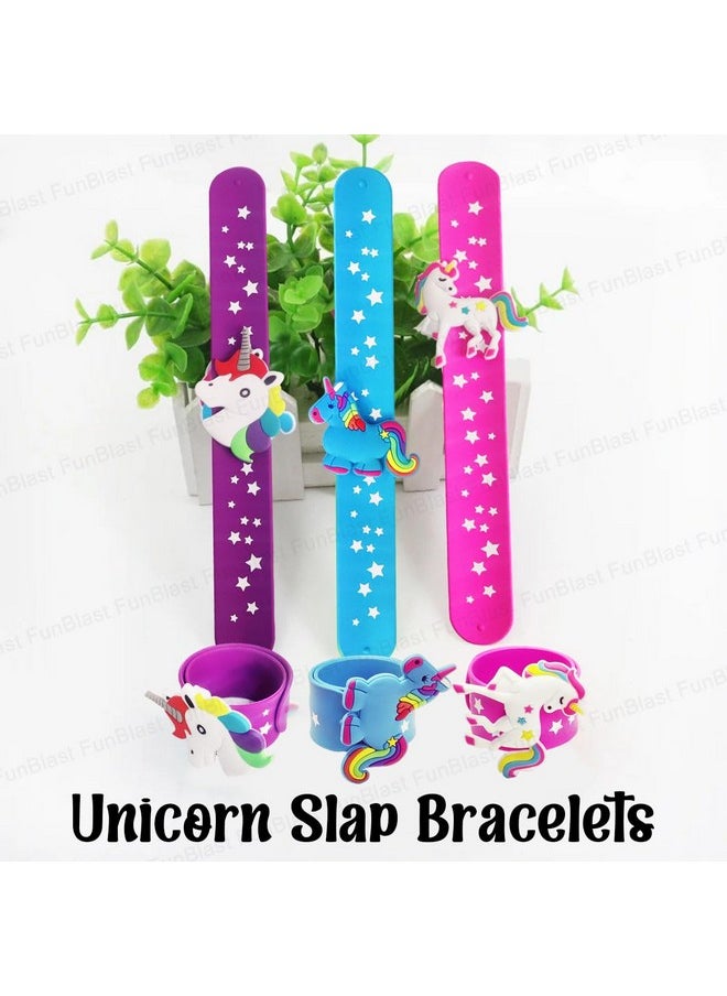 FunBlast Unicorn Wrist Band - Pack of 4 Pcs, Silicone Wristbands for Kids, Slap Bracelets for Boys and Girls, Snap Bracelet Bands for Party Theme, Party Favor Gifts for Kids (Multicolor)
