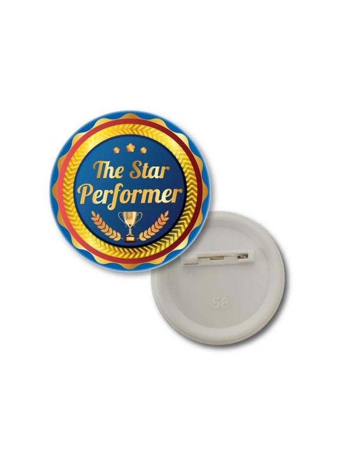 D2C Star Performer Badge - 58MM Round Pin Back Button - Perfect for Office, Schools, Events, and Student Recognition Awards D3 10 Qty
