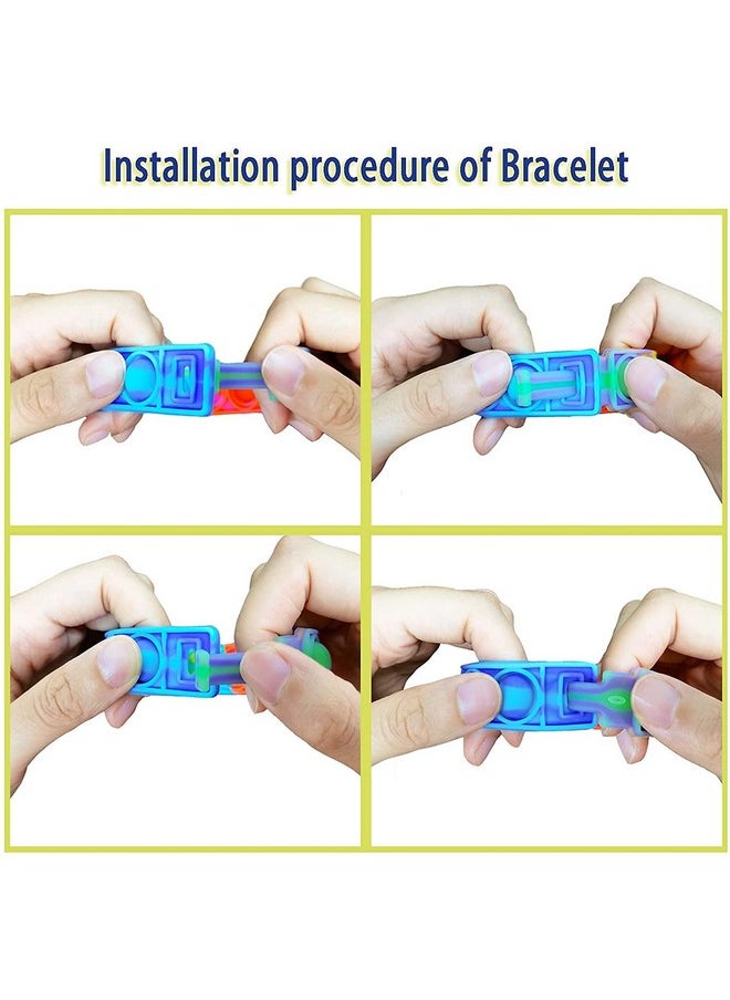 Party Propz Popit Wrist Band Bracelet for Kids - Set of 12pcs Popit Wrist Band for Kids | Rainbow Pop It Hand Band for Kids | Return Gift for Kids | Silicone Toys for Kids PopIt | Push Pop Fidget Toy
