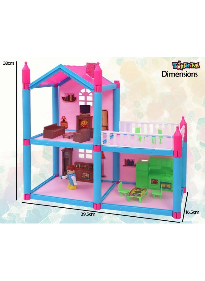 Toyshine DIY Doll House Creative Edition with Accessories Included (Multicolour, 78 Pieces)