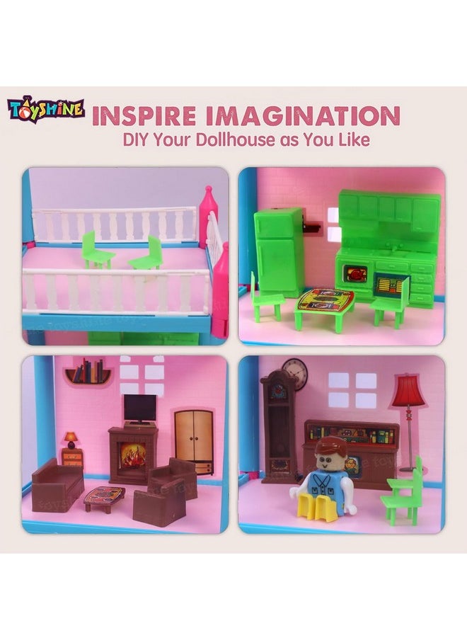 Toyshine DIY Doll House Creative Edition with Accessories Included (Multicolour, 78 Pieces)