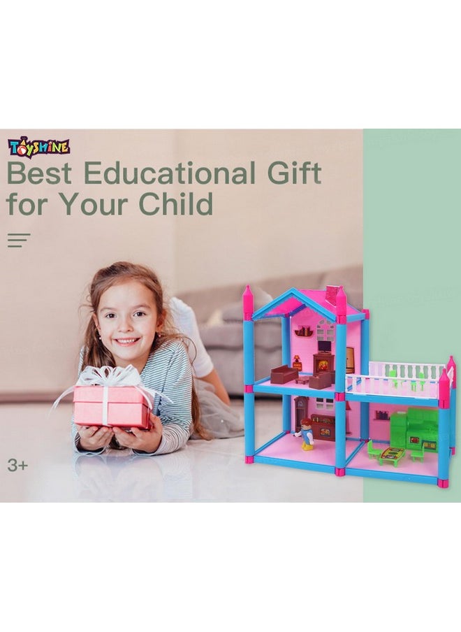 Toyshine DIY Doll House Creative Edition with Accessories Included (Multicolour, 78 Pieces)