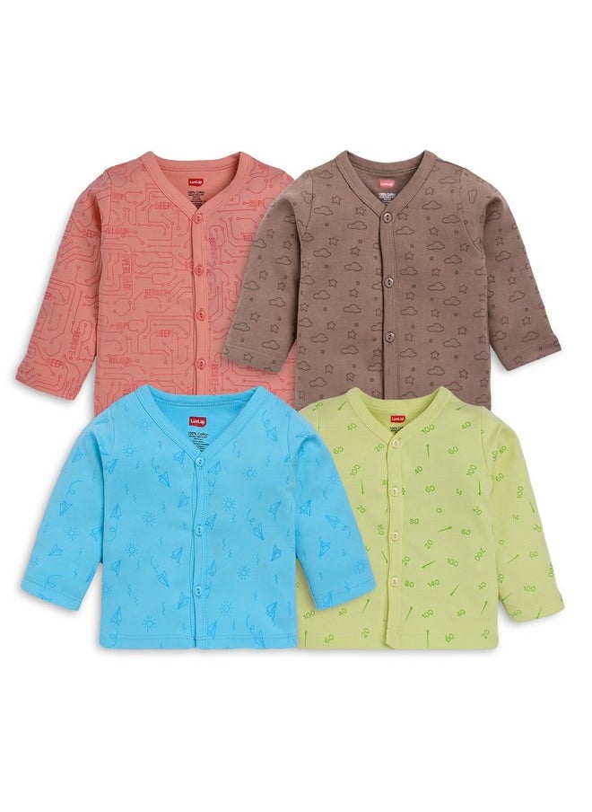 LuvLap Unisex's Regular Fit F/S Jhabla (904916_Multicolor-1 1 to 3 Months)