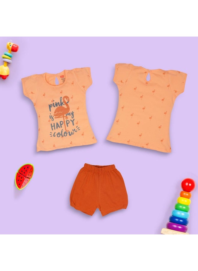 LuvLap Baby Girls Pack Of 3 Half Sleeve Top & Shorts Set 100% Cotton, L (6 to 12 Months)